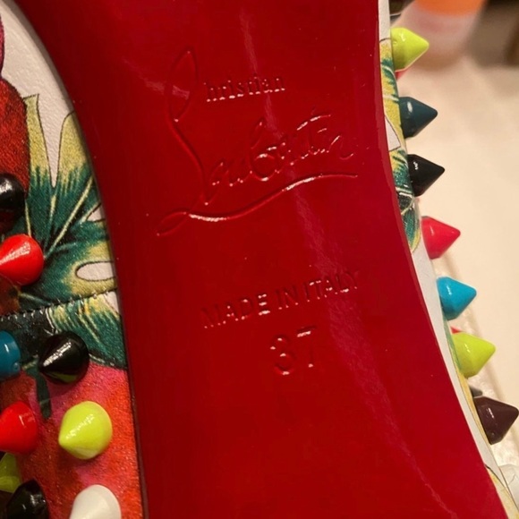 White multi color spike Christian Louboutins, gently worn. Size 36 - Picture 6 of 9